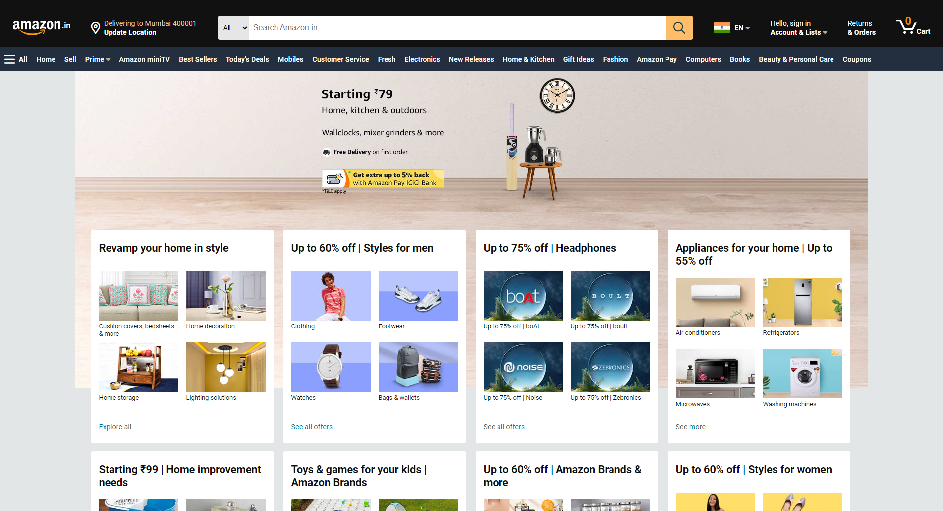 Amazon Website User Interface Clone