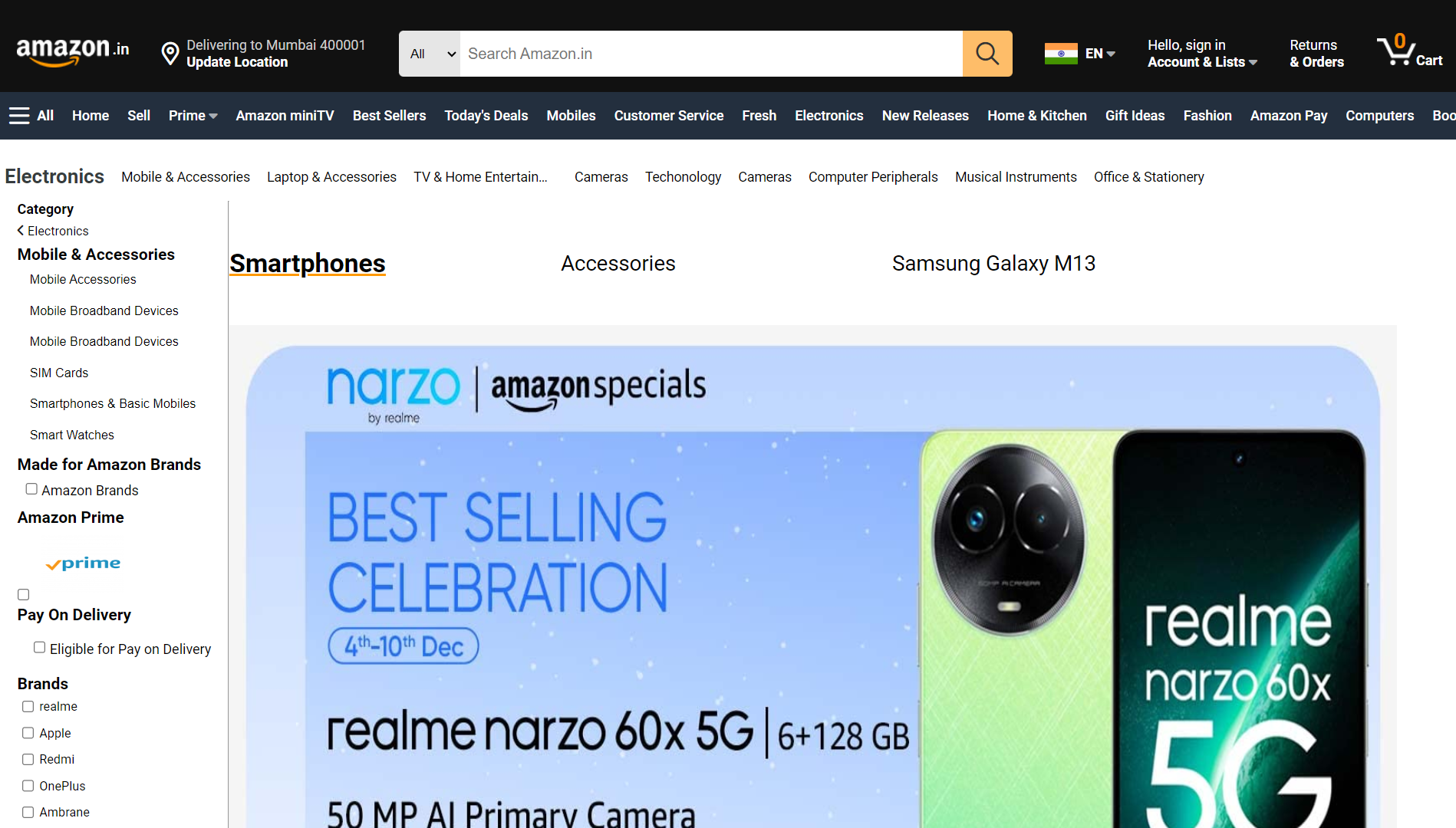 Amazon Website User Interface Clone