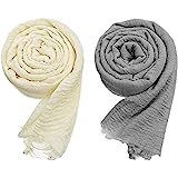 ICW Women's Premium Wrinkle Ironless Crinkled Cotton Summer Scarf Stoles Shawl head scarves for girls